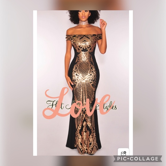 Dresses | Black Gold Victorian Sequin 